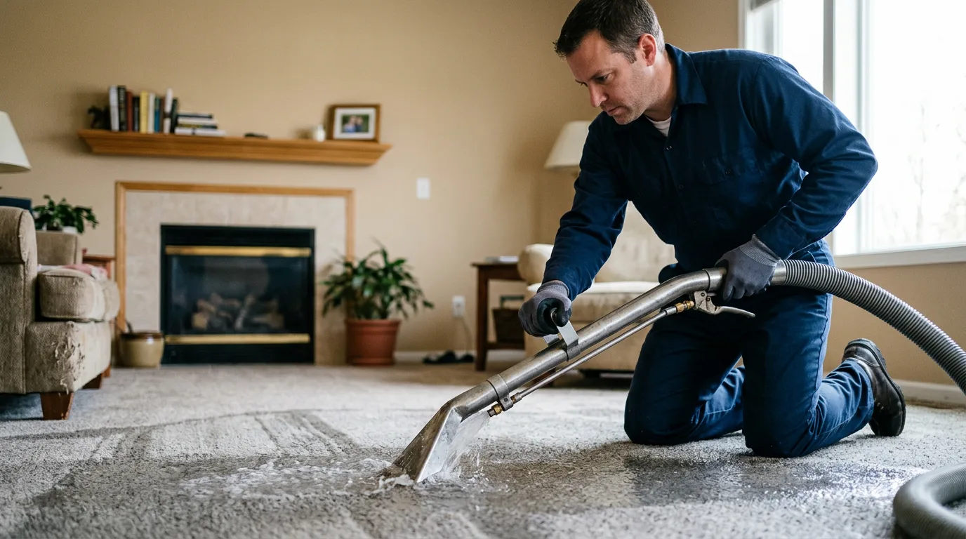 Water damage restoration technician working near Koeltztown, MO